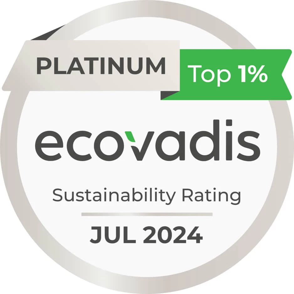 Platinum Top 1% ecovadis Sustainability Rating Jul 2024
